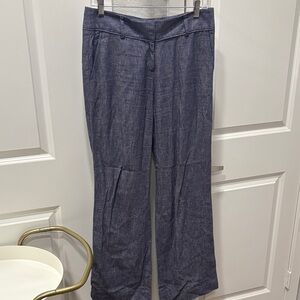 GUC Ann Taylor Loft Blue Textured Straight Leg Trousers